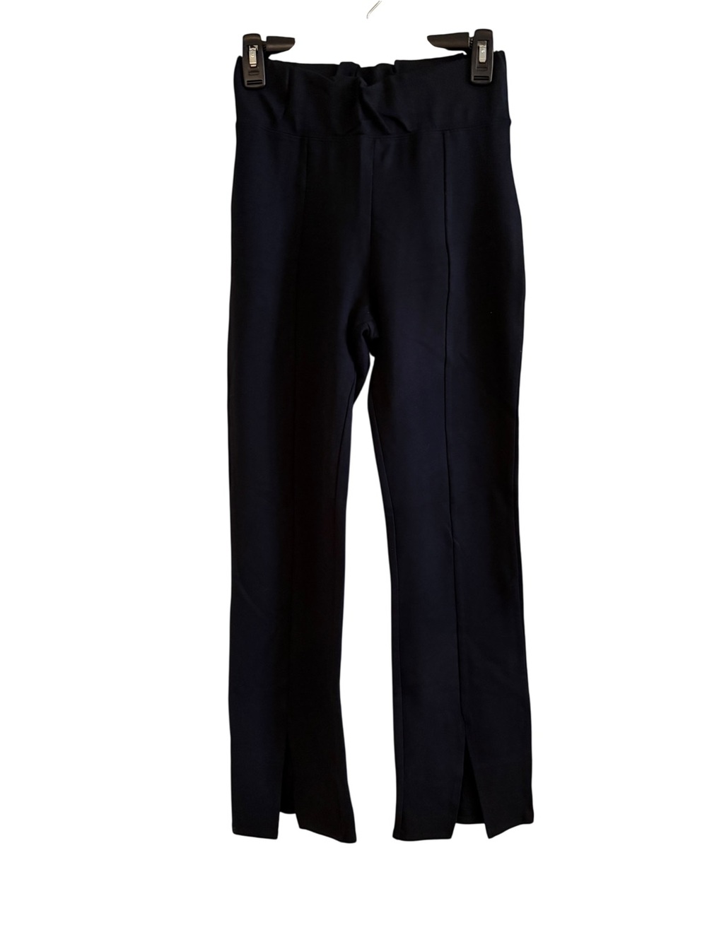 Abercrombie and Fitch Black Stretchy Ponte Split Slit Flare Hem Leggings Pants - Picture 2 of 8